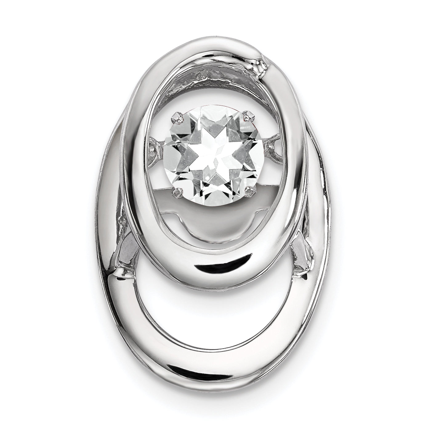 Sterling Silver Rhodium CZ Birthstone Vibrant Chain Slide Main image