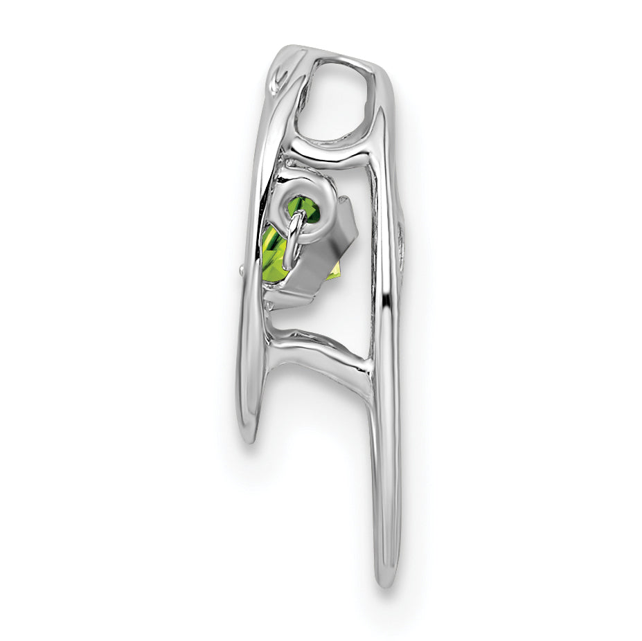 Sterling Silver Rhodium Peridot Birthstone Pendant with Polished Finish Secondary image
