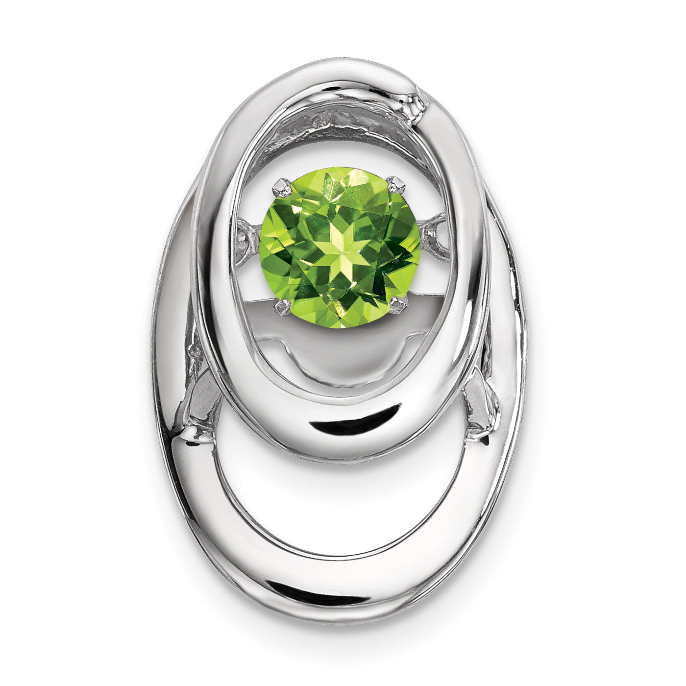 Sterling Silver Rhodium Peridot Birthstone Vibrant Chain Slide Main image