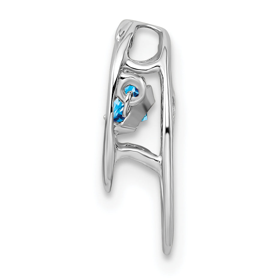 Sterling Silver Swiss Blue Topaz December Birthstone Pendant, Polished Finish Secondary image