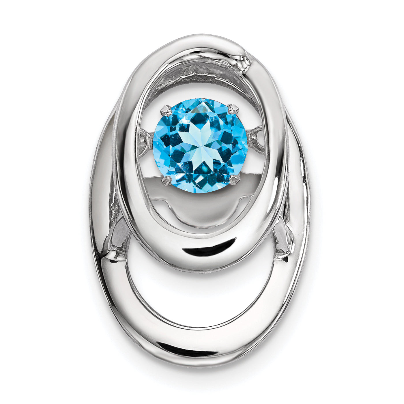 Sterling Silver Rhodium Blue Topaz Birthstone Vibrant Chain Slide Main image