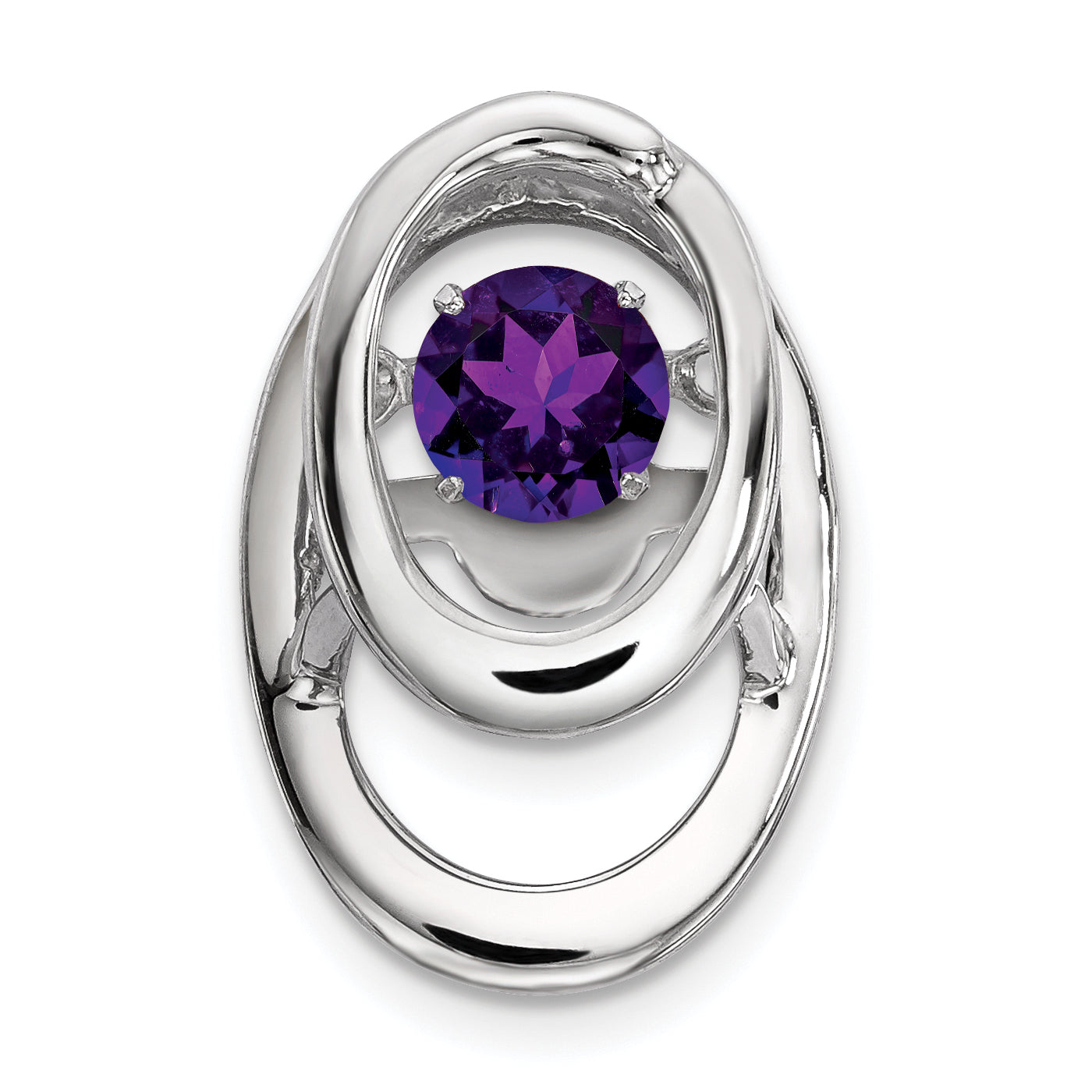 Sterling Silver Rhodium Amethyst Birthstone Vibrant Chain Slide Main image
