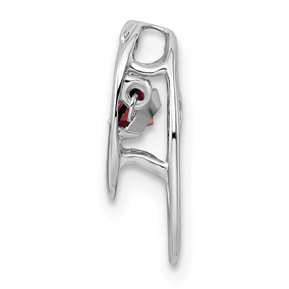 925 Sterling Silver Rhodium Garnet Birthstone Pendant with Polished Finish Secondary image