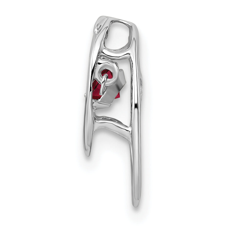 Sterling Silver Rhodium-Plated Ruby Birthstone Pendant  Elegant July Charm Secondary image
