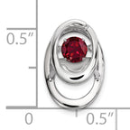 Sterling Silver Rhodium-Plated Ruby Birthstone Pendant  Elegant July Charm