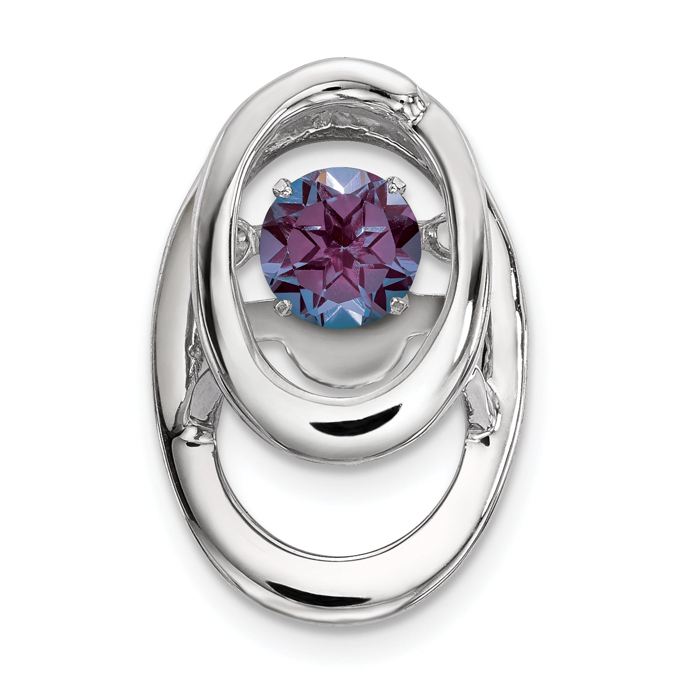 Sterling Silver Rhodium Created Alexandrite Birthstone Vibrant Chain Slide Main image