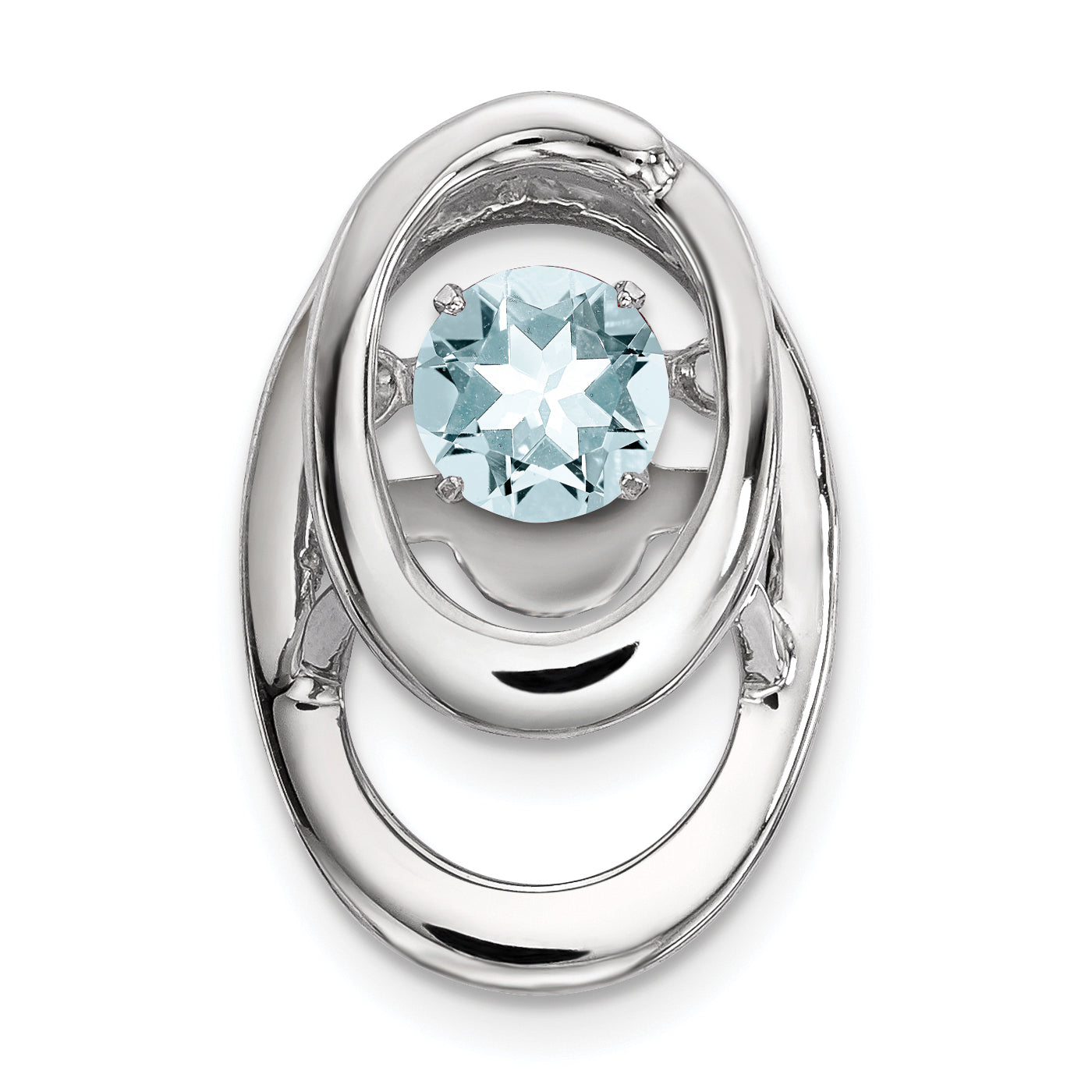 Sterling Silver Rhodium Aquamarine Birthstone Vibrant Chain Slide Main image