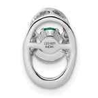 Sterling Silver Rhodium 925 Emerald Birthstone Pendant with Polished Finish
