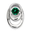 Sterling Silver Rhodium Created Emerald Birthstone Vibrant Chain Slide
