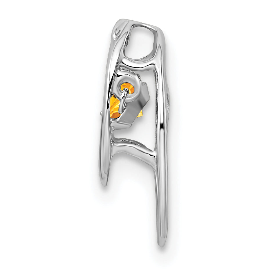 925 Sterling Silver Rhodium Citrine Birthstone Pendant with Polished Finish