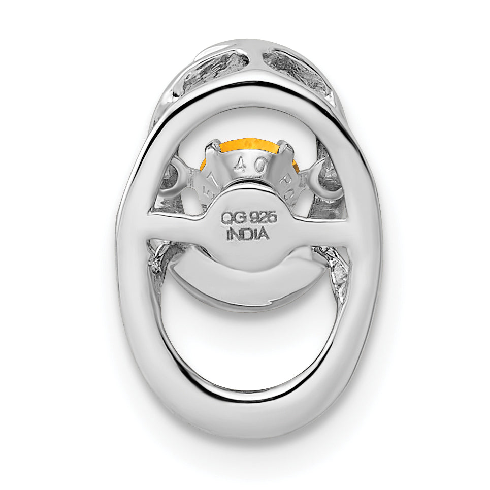 925 Sterling Silver Rhodium Citrine Birthstone Pendant with Polished Finish