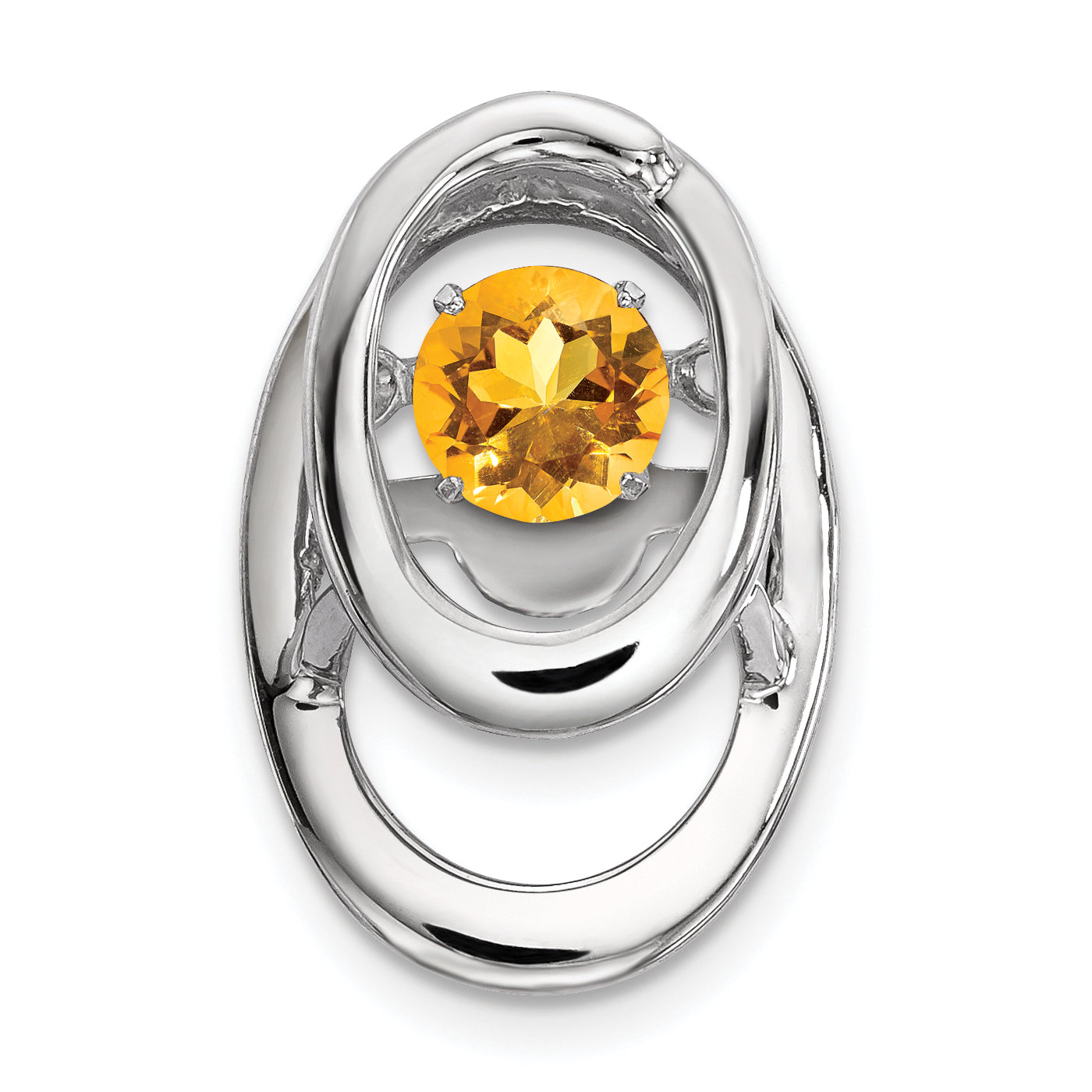 Sterling Silver Rhodium Citrine Birthstone Vibrant Chain Slide Main image