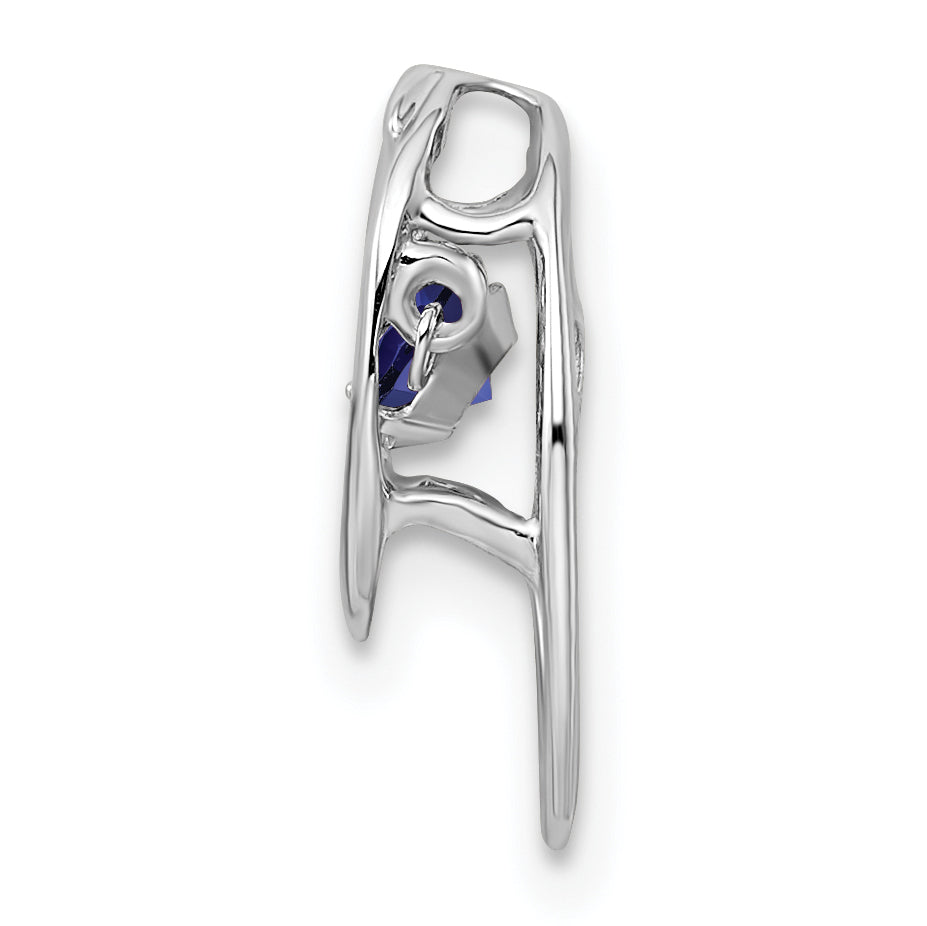 Sterling Silver Rhodium-Plated Blue Sapphire Birthstone Pendant September Elegance Secondary image