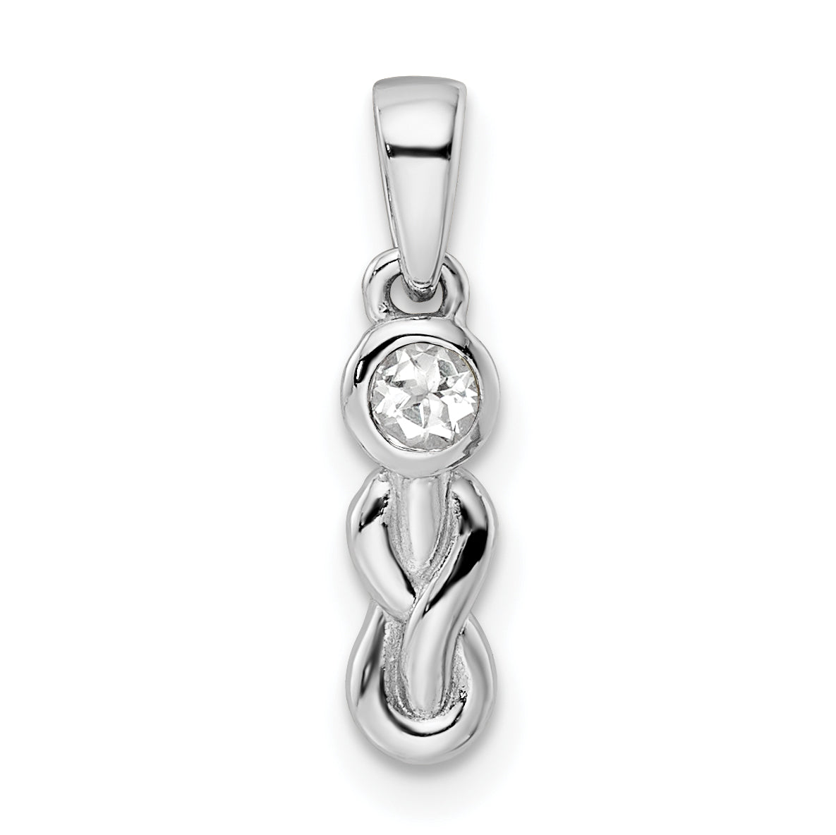 Sterling Silver Rhodium-plated White Topaz Infinity Birthstone Pendant