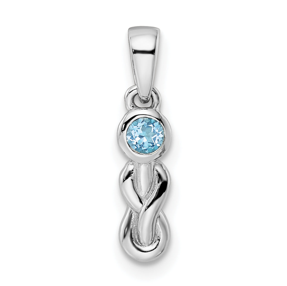 Sterling Silver Rhodium-plated Swiss Blue Topaz Infinity Birthstone Pendant