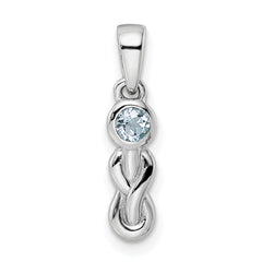 Sterling Silver Rhodium-plated Aquamarine Infinity Birthstone Pendant