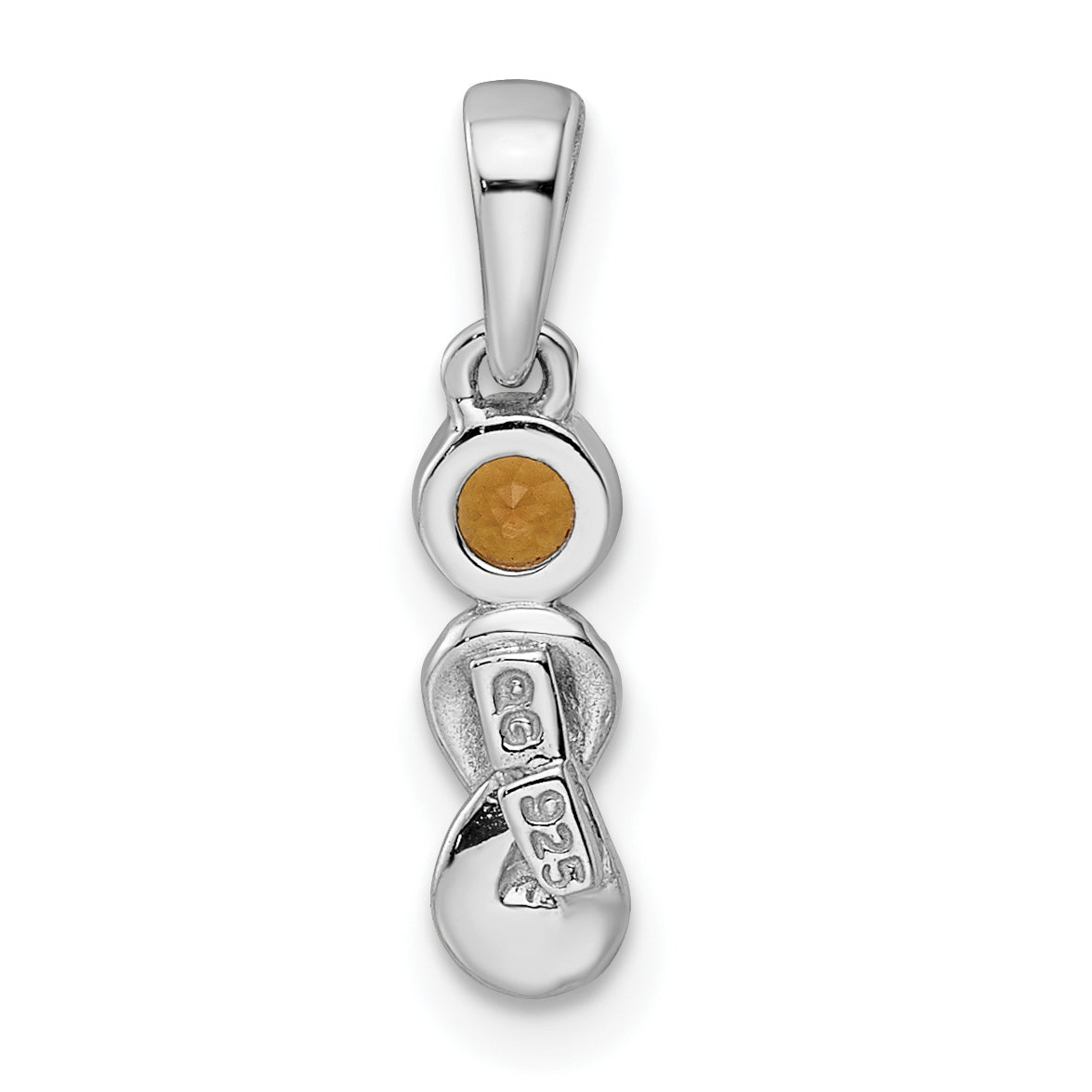 Sterling Silver Rhodium-plated Polished Citrine Infinity Birthstone Pendant