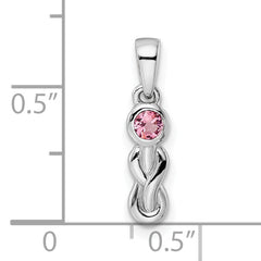 Sterling Silver Rhodium-plated Pink Tourmaline Infinity Birthstone Pendant