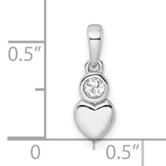 Sterling Silver Rhodium-plated Polished White Topaz Heart Pendant