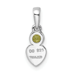 Sterling Silver Rhodium-plated Polished Peridot Heart Pendant