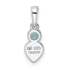 Sterling Silver Rhodium-plated Polished LS Blue Topaz Heart Pendant