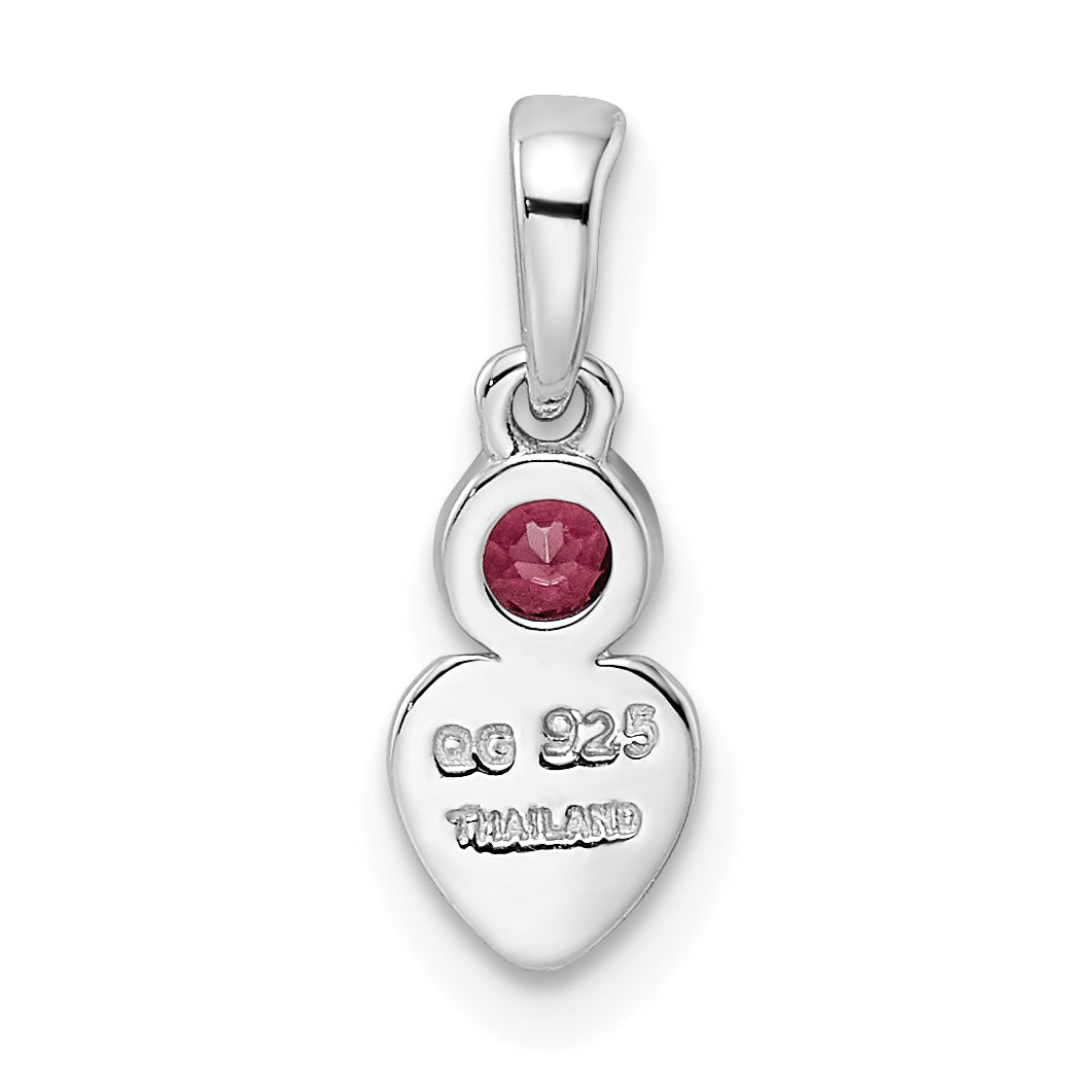 Sterling Silver Rhodium-plated Polished Rhodolite Garnet Heart Pendant