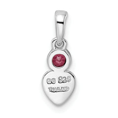 Sterling Silver Rhodium-plated Polished Rhodolite Garnet Heart Pendant