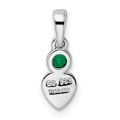 Sterling Silver Rhodium-plated Lab Created Emerald Heart Pendant