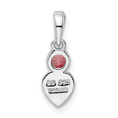 Sterling Silver Rhodium-plated Polished Pink Tourmaline Heart Pendant