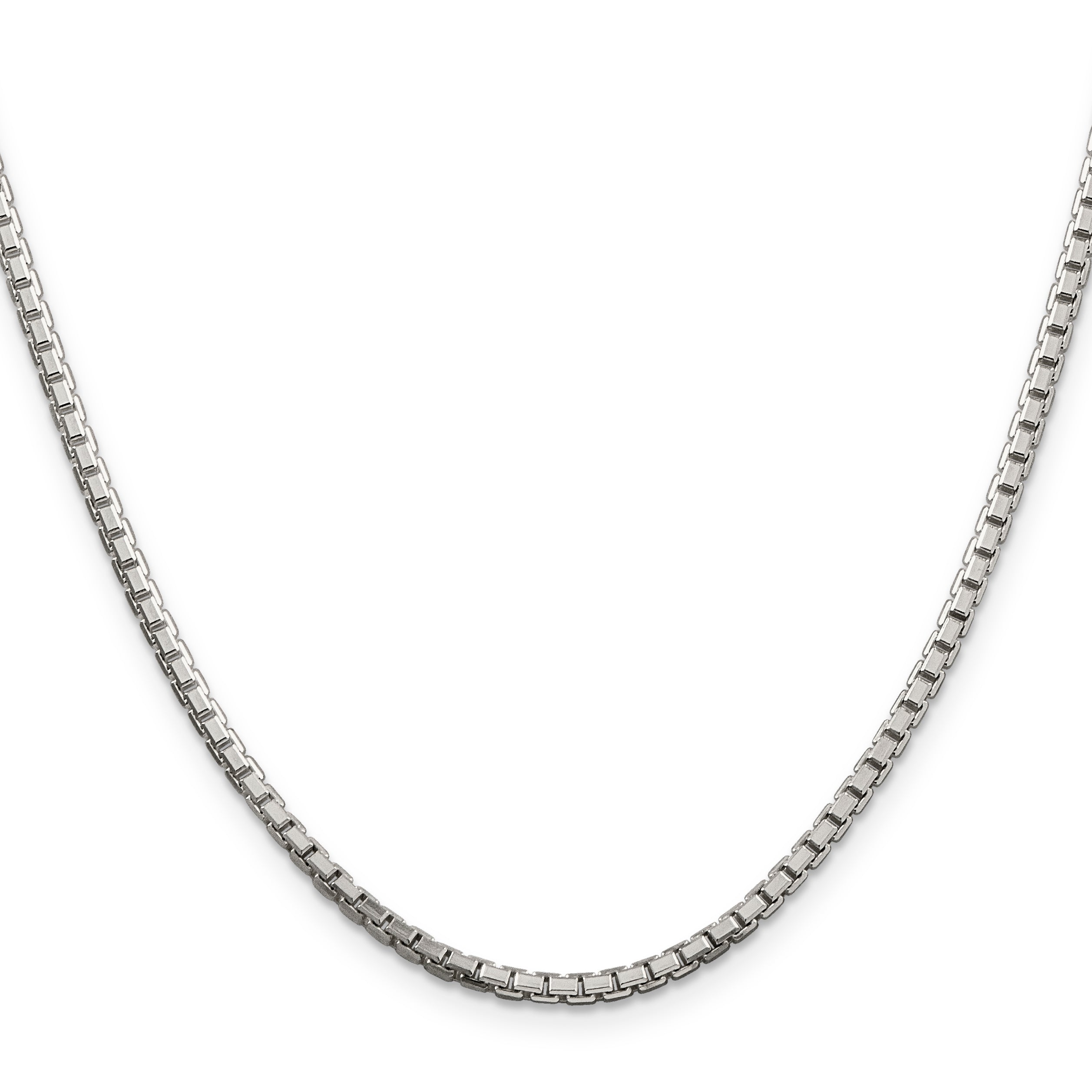 Sterling Silver 925 Women's Polished Diamond-Cut Box Chain Necklace 16