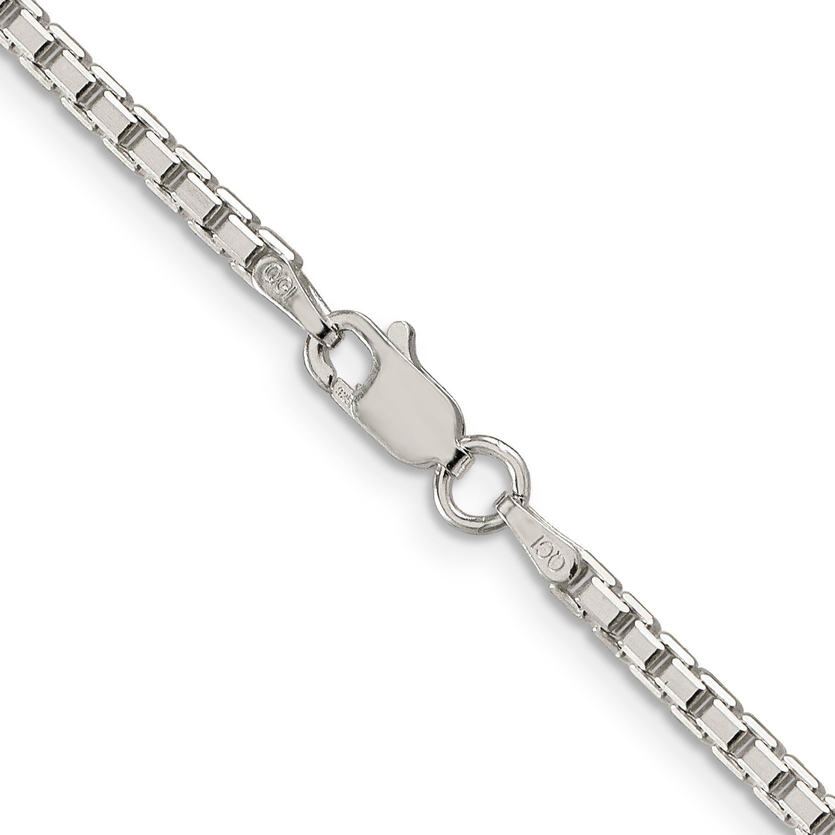 Sterling Silver 925 Women's Polished Diamond-Cut Box Chain Necklace 16