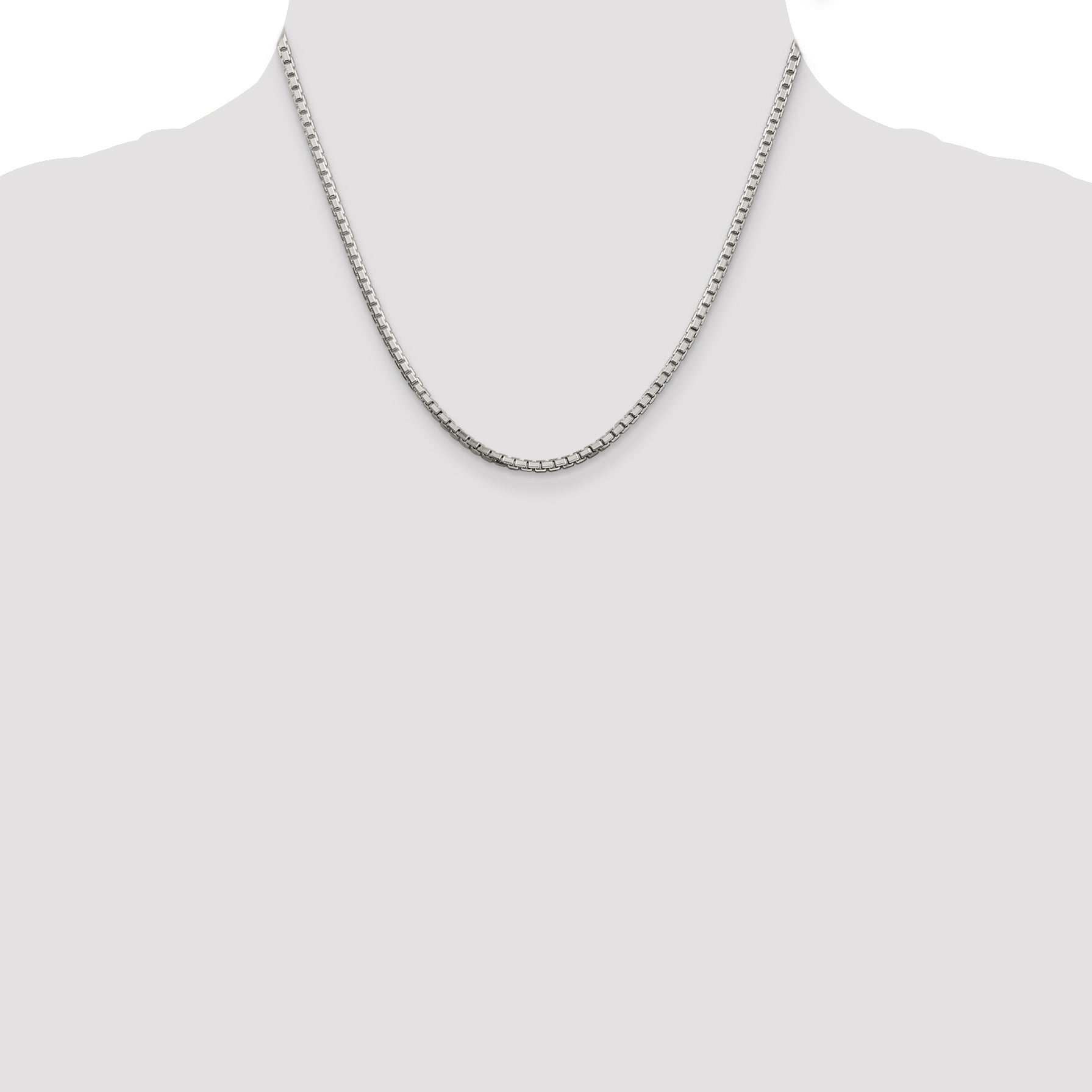 Sterling Silver 925 Women's Polished Diamond-Cut Box Chain Necklace 16