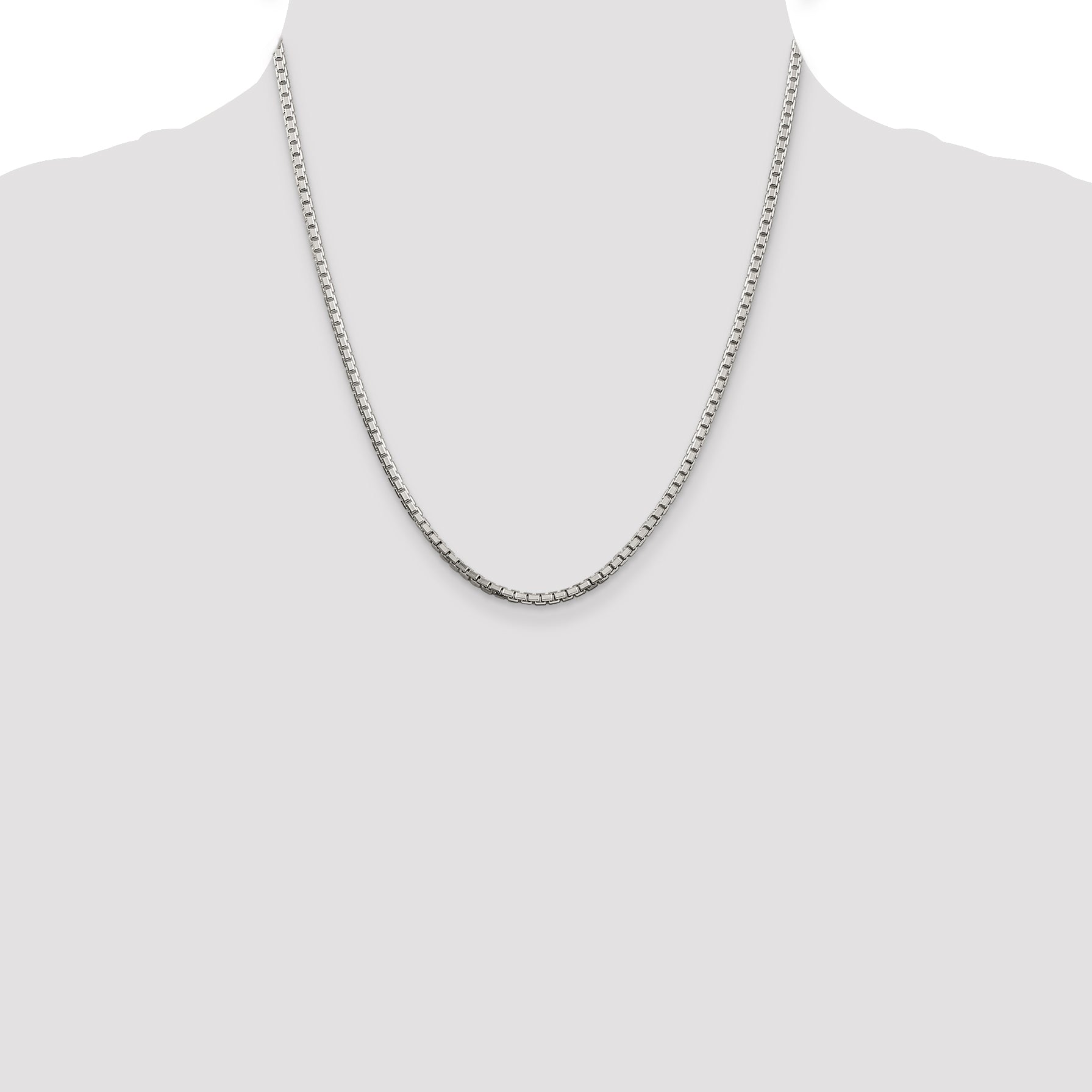 Sterling Silver 925 Women's Polished Diamond-Cut Box Chain Necklace 16