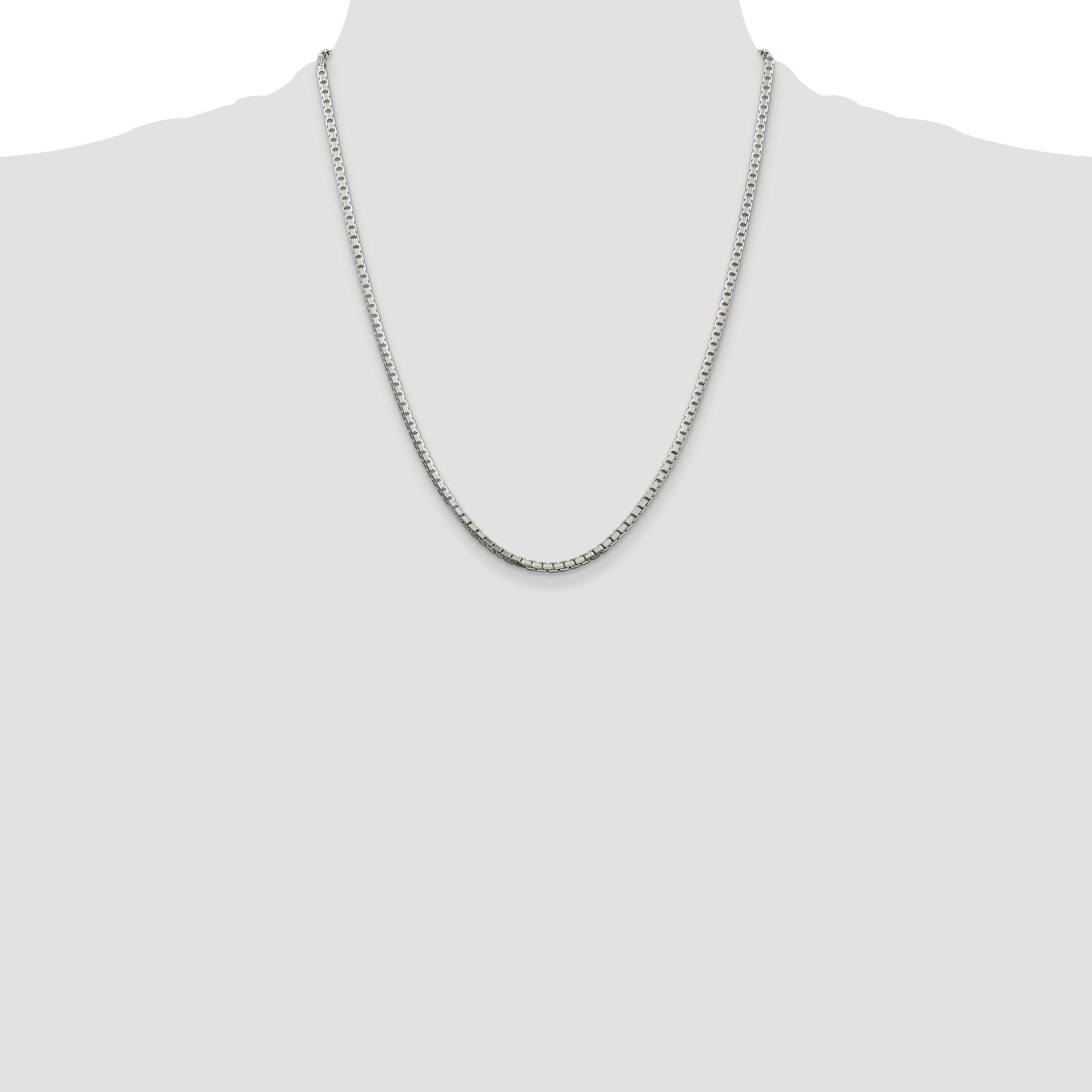Sterling Silver 925 Women's Polished Diamond-Cut Box Chain Necklace 16