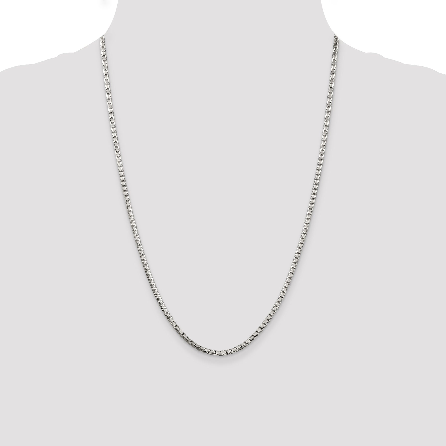 Sterling Silver 925 Women's Polished Diamond-Cut Box Chain Necklace 16