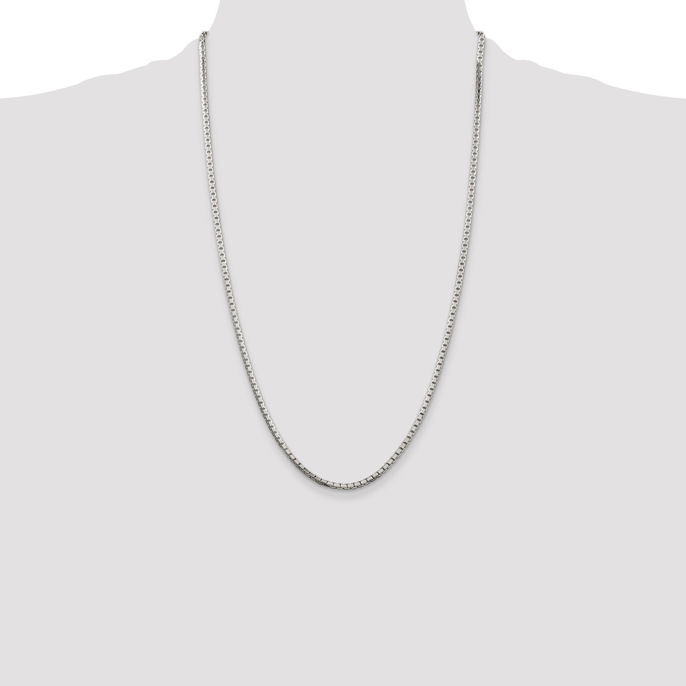 Sterling Silver 925 Women's Polished Diamond-Cut Box Chain Necklace 16