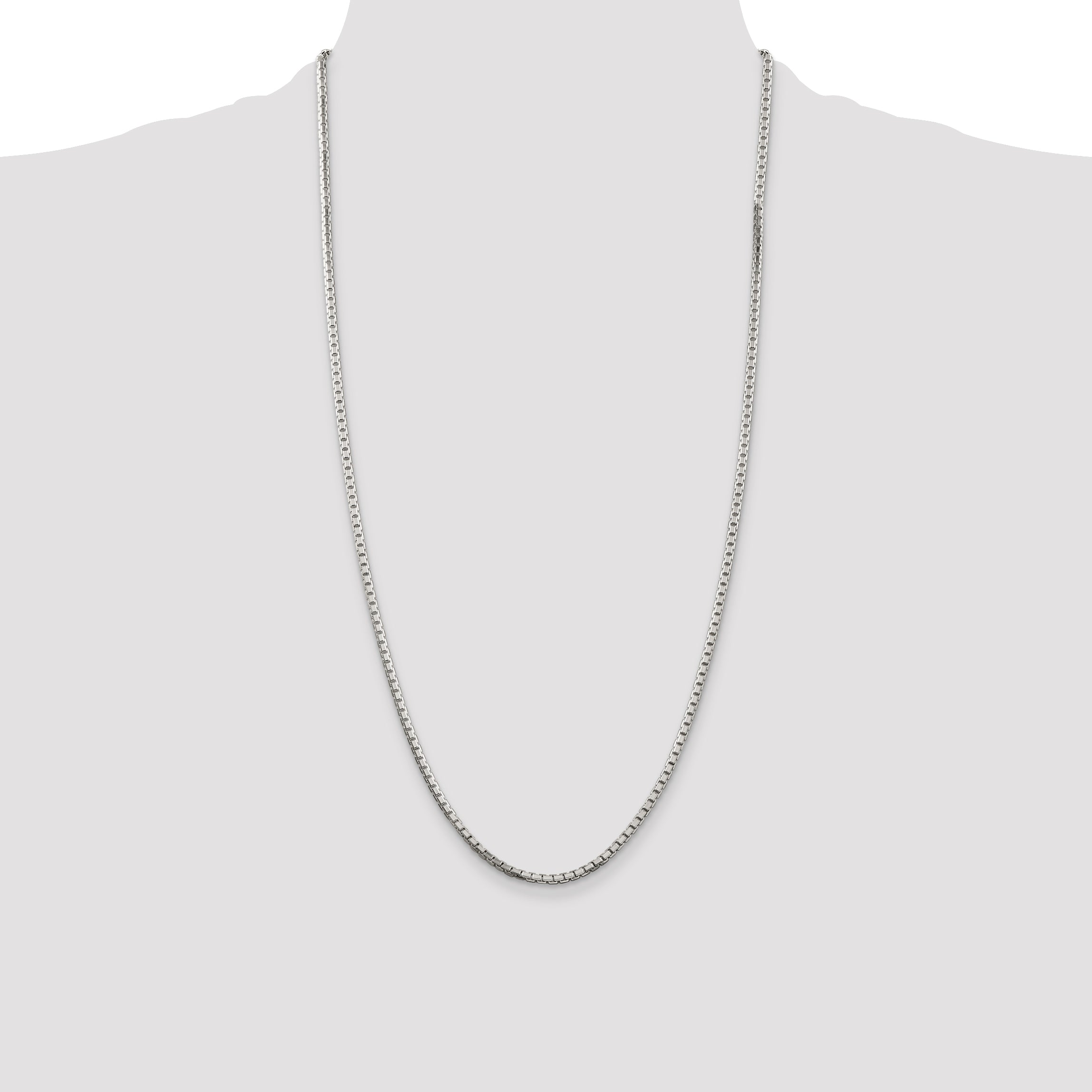 Sterling Silver 925 Women's Polished Diamond-Cut Box Chain Necklace 16