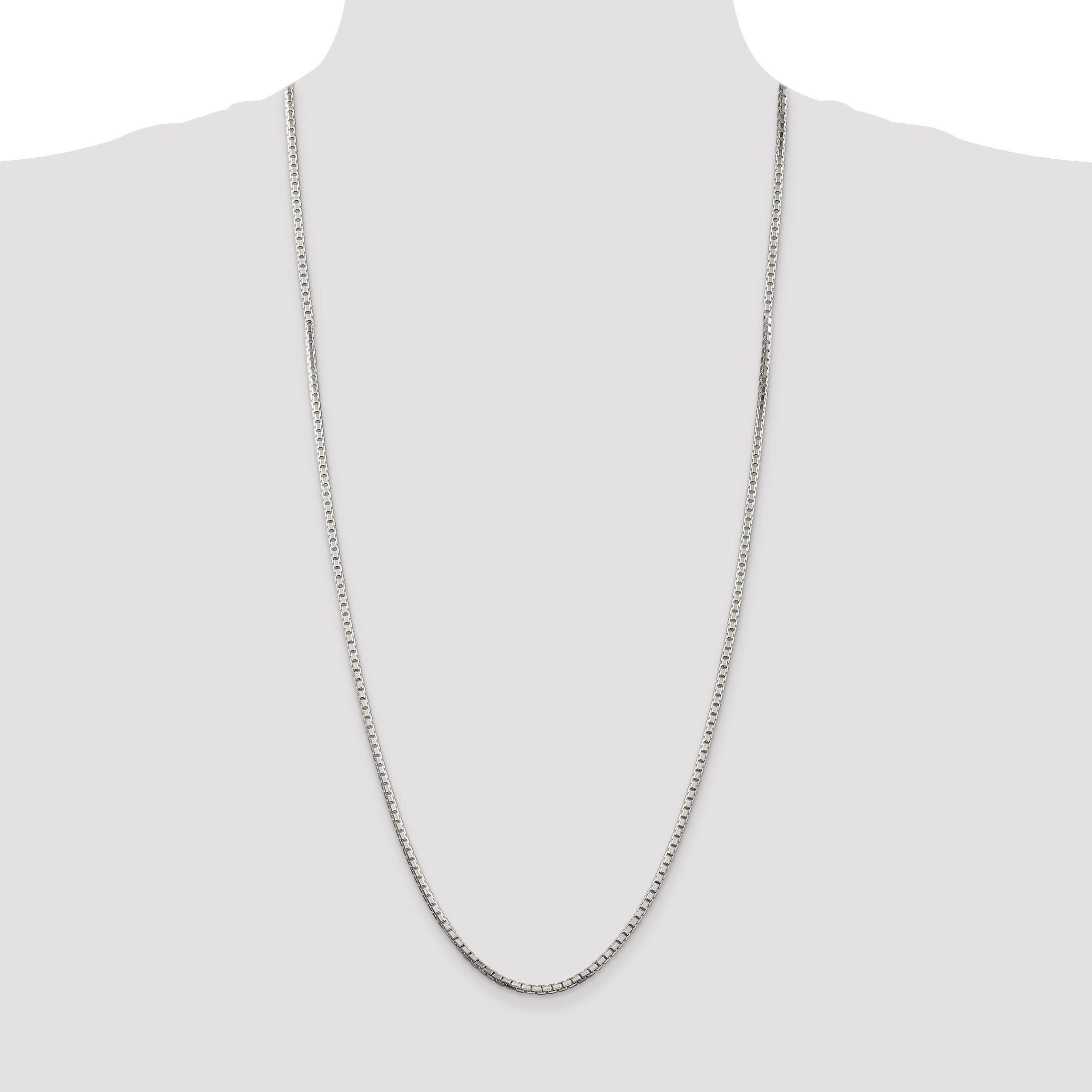 Sterling Silver 925 Women's Polished Diamond-Cut Box Chain Necklace 16