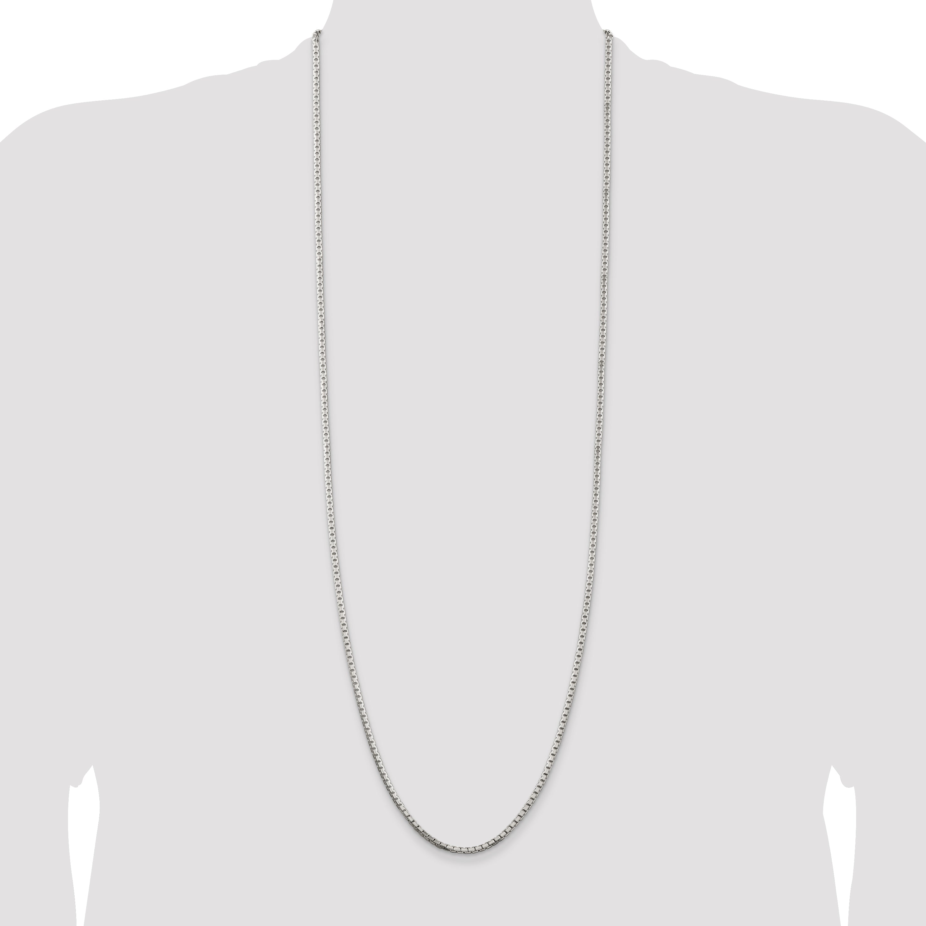 Sterling Silver 925 Women's Polished Diamond-Cut Box Chain Necklace 16