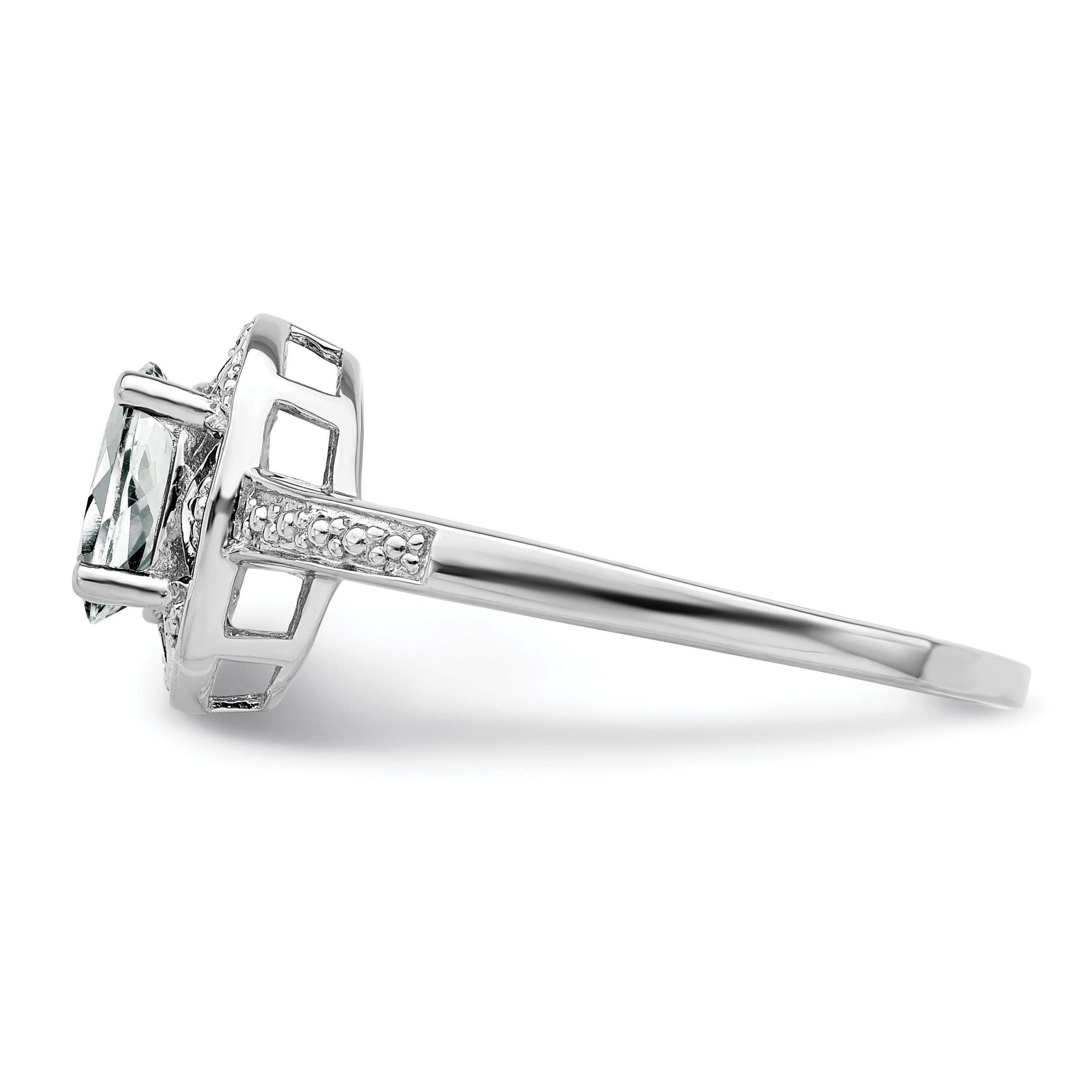 Sterling Silver Rhodium-plated Diamond & White Topaz Ring - 5