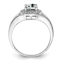 Sterling Silver Rhodium-plated Diamond & White Topaz Ring - 5