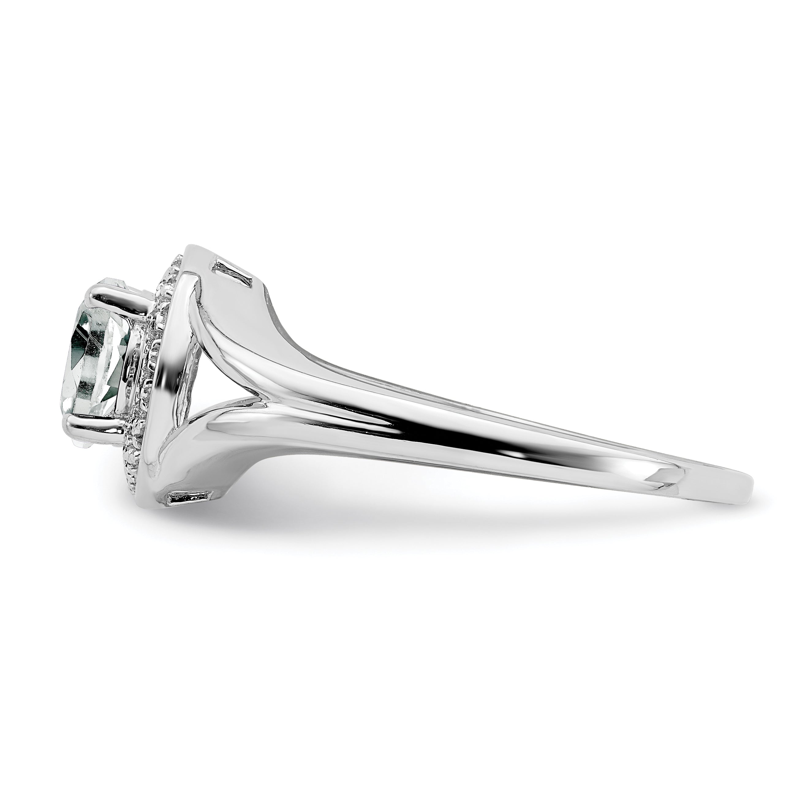 Sterling Silver Rhodium-plated Diamond & White Topaz Ring - 5