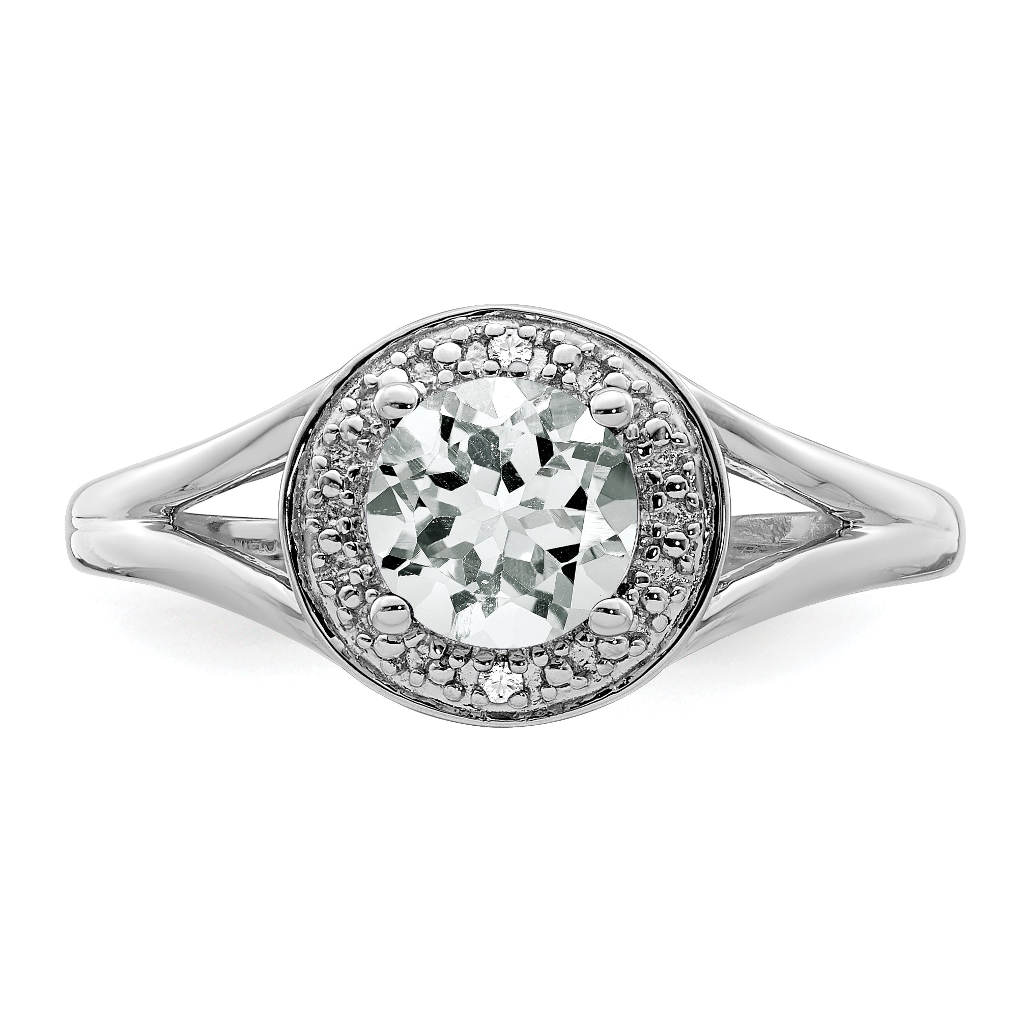 Sterling Silver Rhodium-plated Diamond & White Topaz Ring - 5