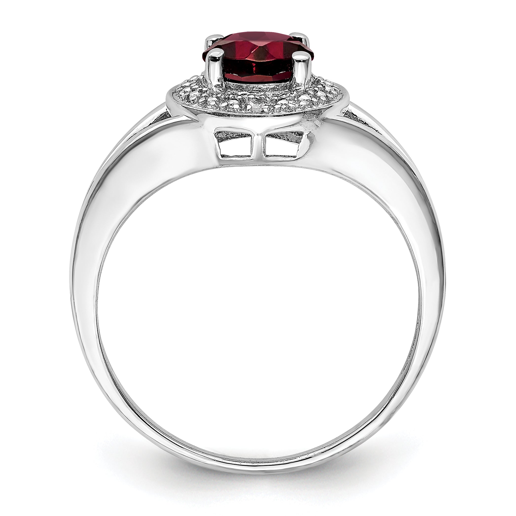 Sterling Silver Rhodium-plated Diamond & Garnet Ring Secondary image
