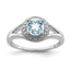 Sterling Silver Rhodium-plated Diamond & Aquamarine Ring