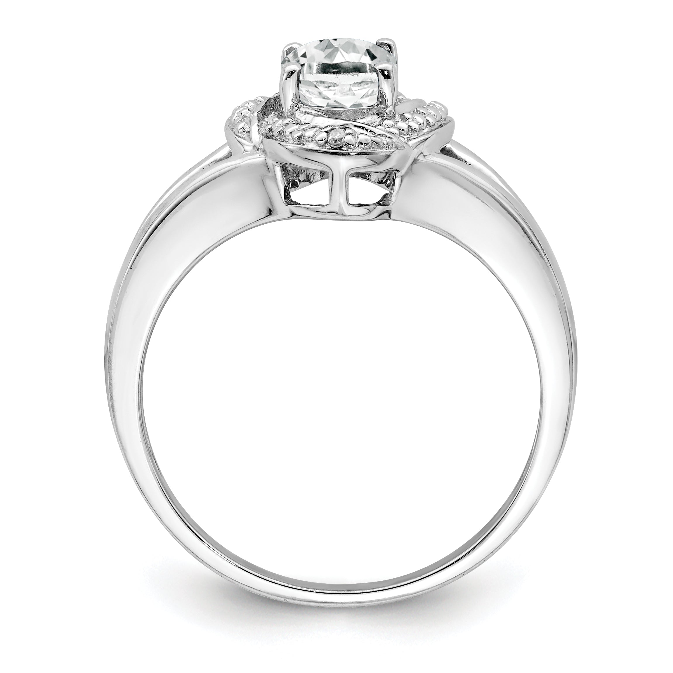 Sterling Silver Rhodium-plated Diamond & White Topaz Ring Secondary image