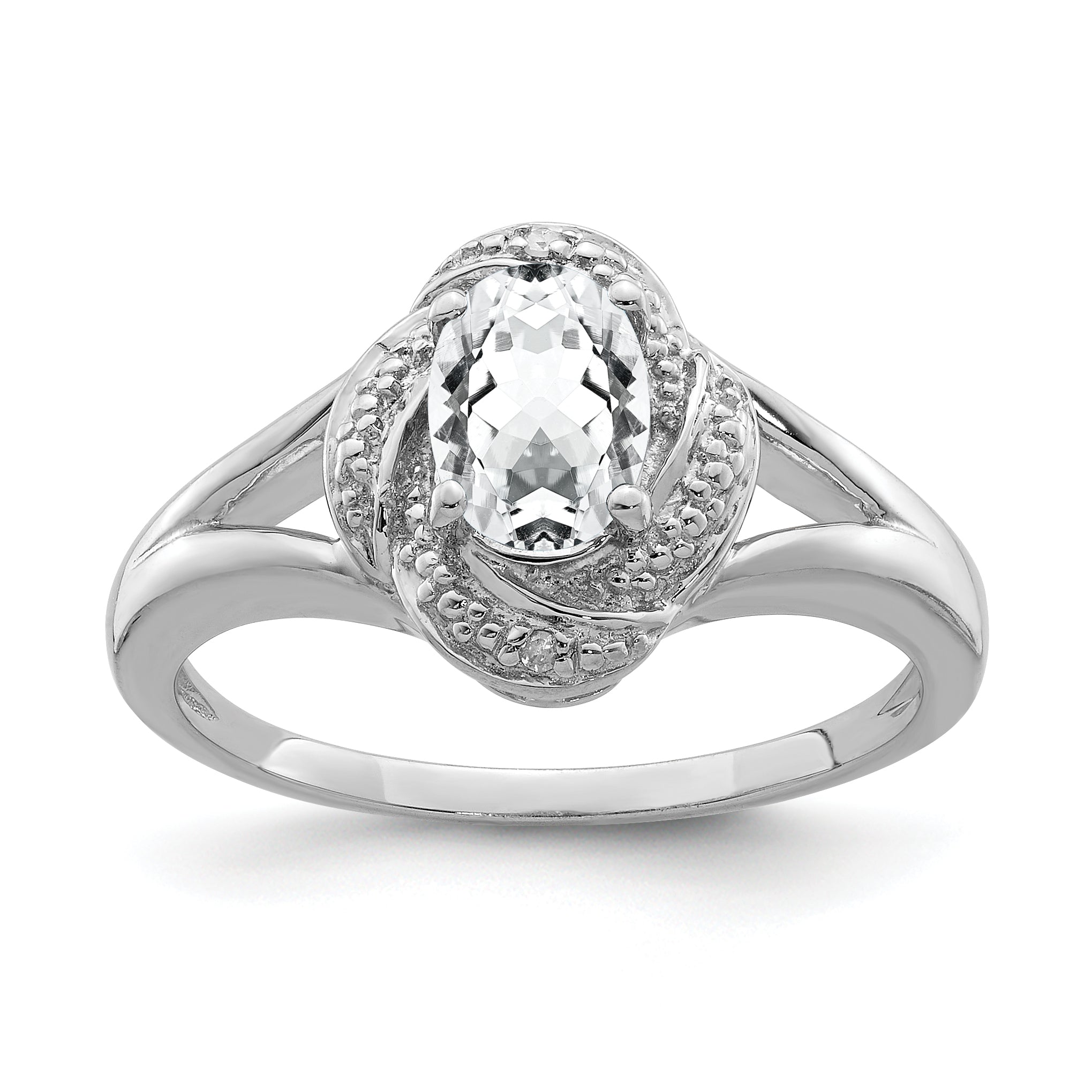 Sterling Silver Rhodium-plated Diamond & White Topaz Ring Main image