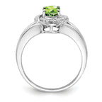 Sterling Silver Rhodium-plated Diamond & Peridot Ring