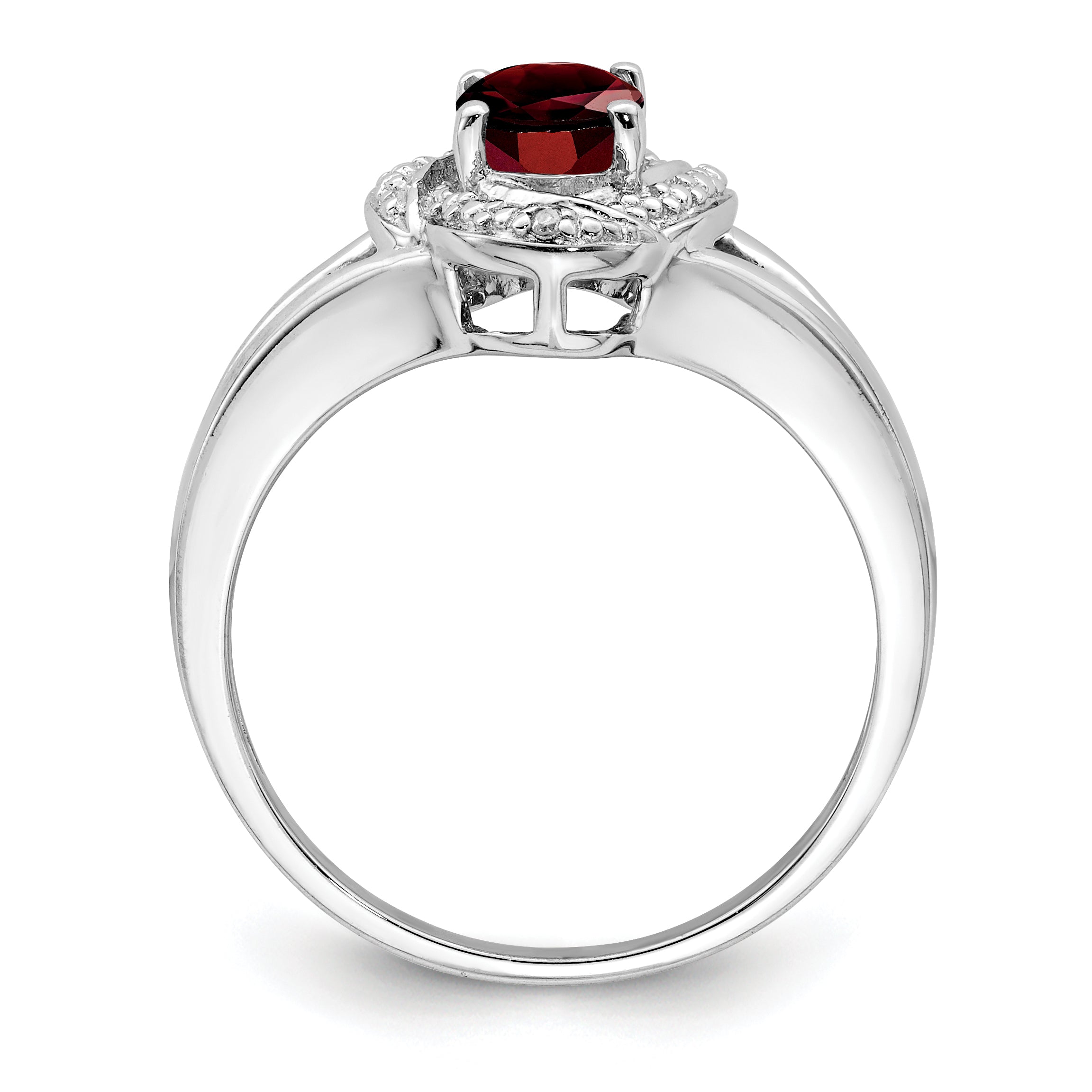 Sterling Silver Rhodium-plated Diamond & Garnet Ring Secondary image