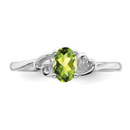 Sterling Silver Rhodium-plated Peridot Ring